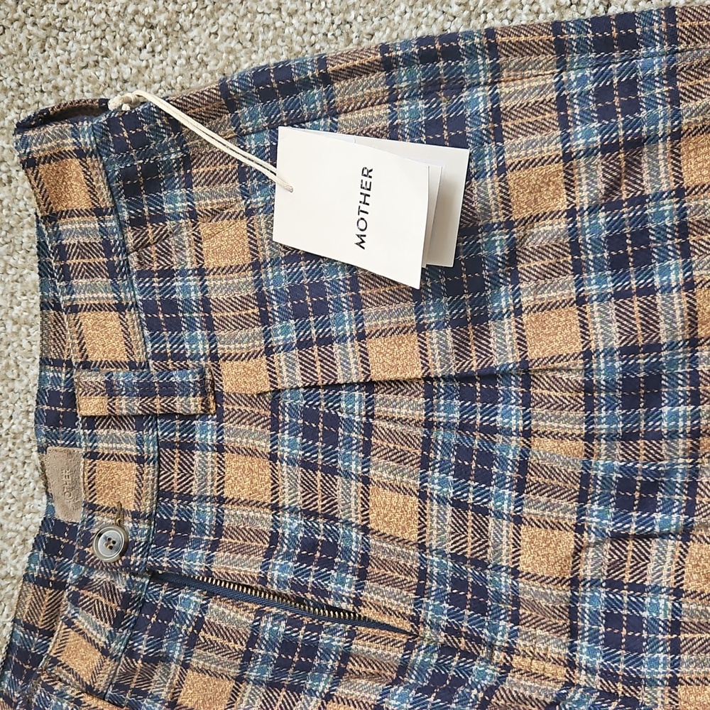 NWT Mother Denim Pleated Maven Prep Sneak Trousers In Delta Dawn Plaid size 30 - Picture 9 of 9